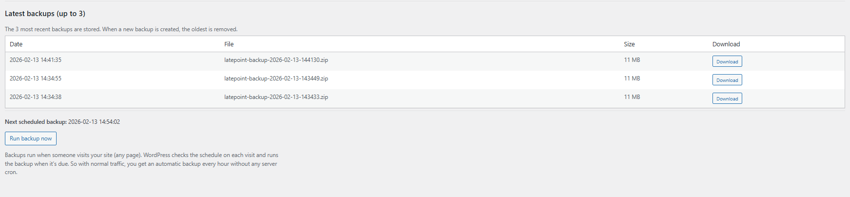 View your latest backups and quick import it if needed with one click.
