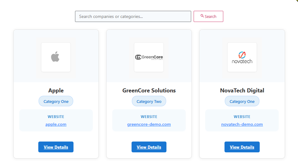 View companies in a list