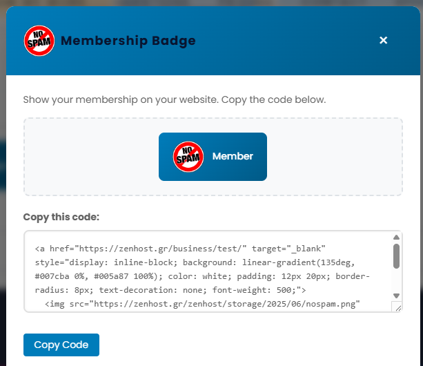 Add a custom member budge to your on websites.