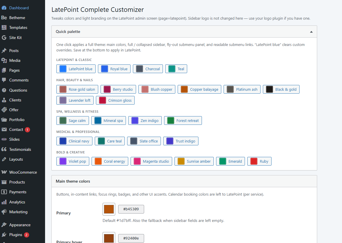 Choose from a color palette