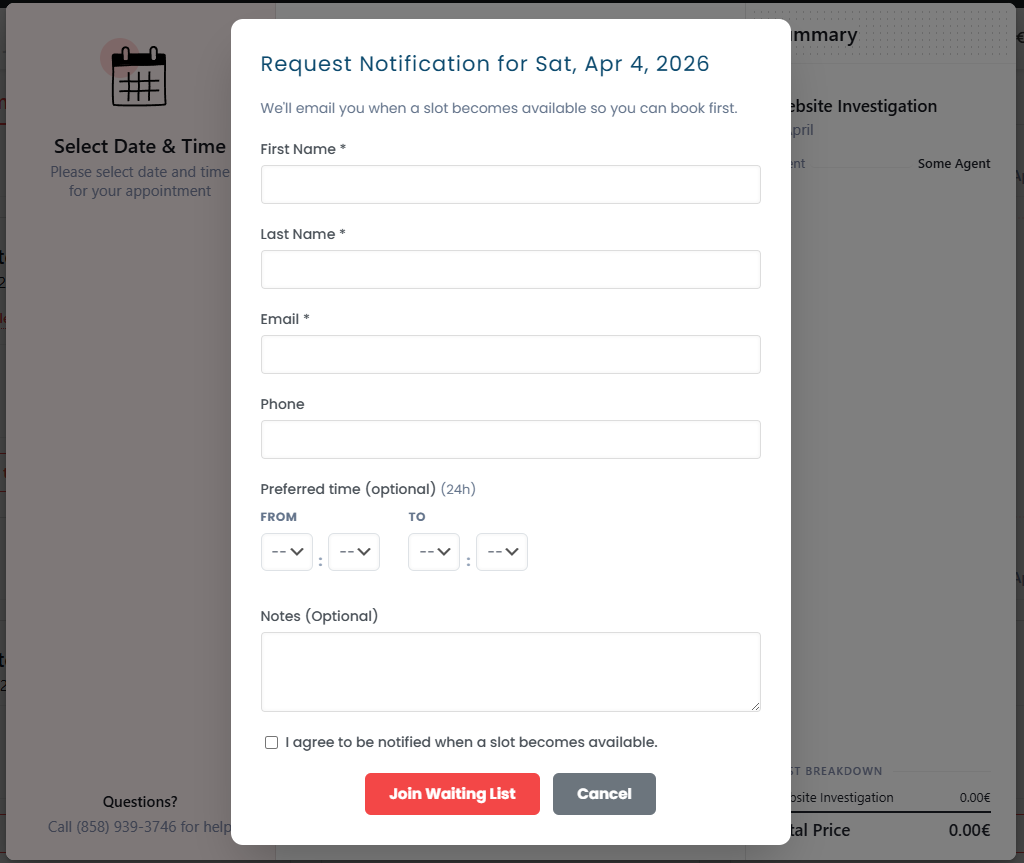 Easy to book for the waiting list.